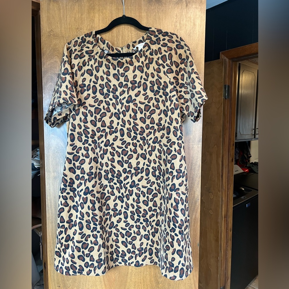 Love Riche Leopard Corduroy Mini Dress